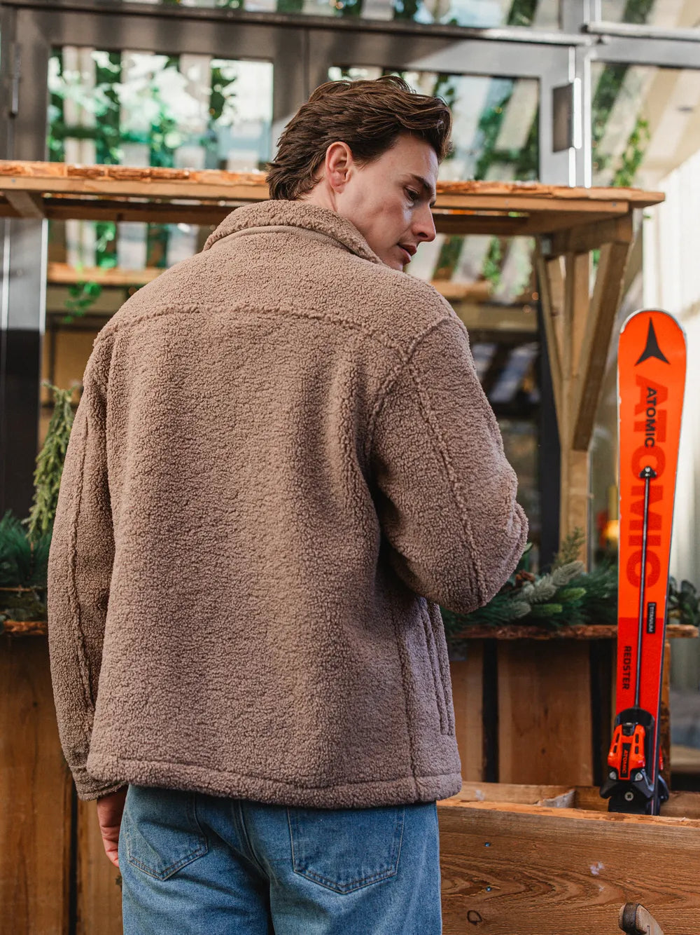 Brown Oversized Teddy Jacket