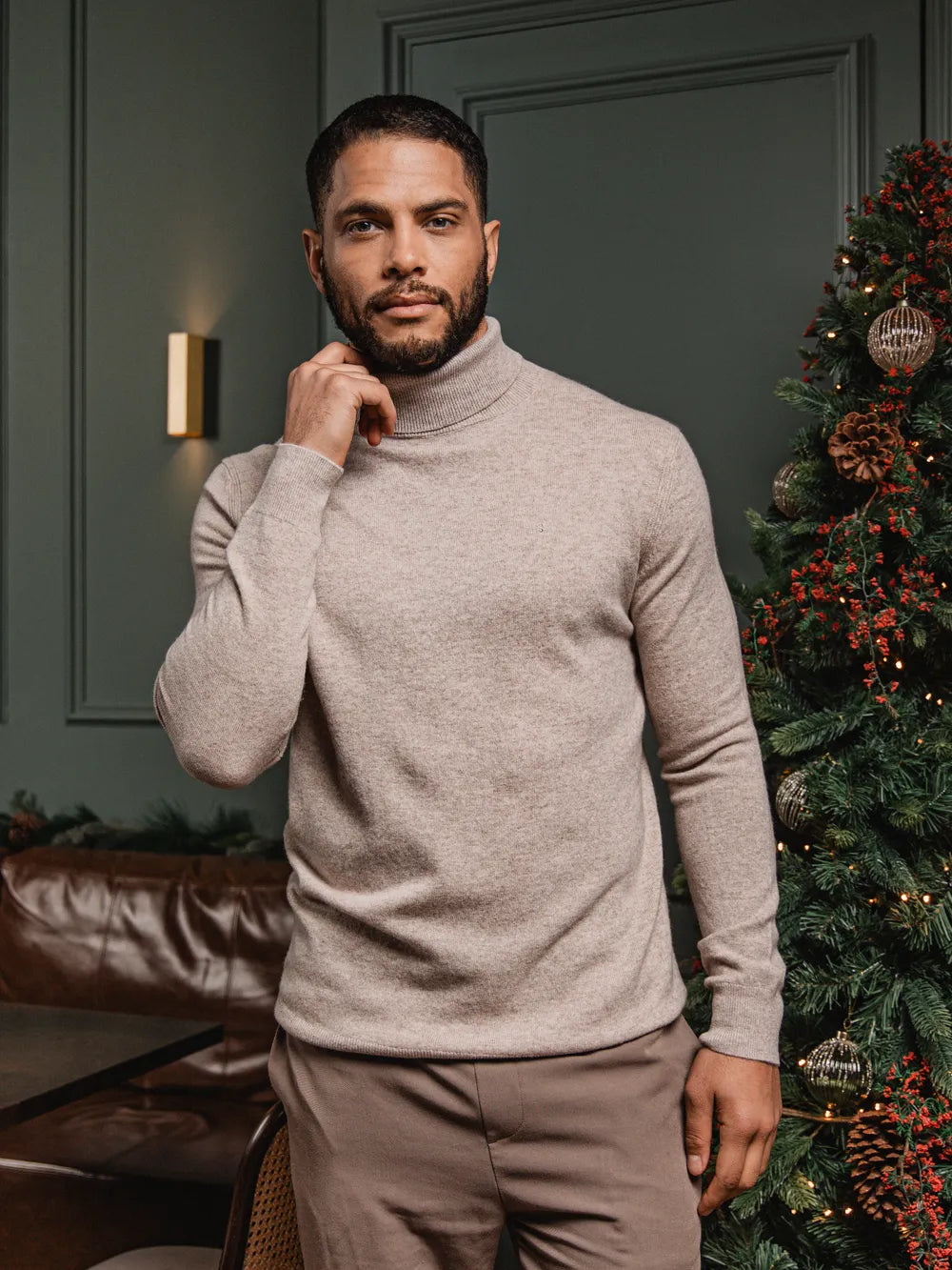 Beige Wool Turtleneck