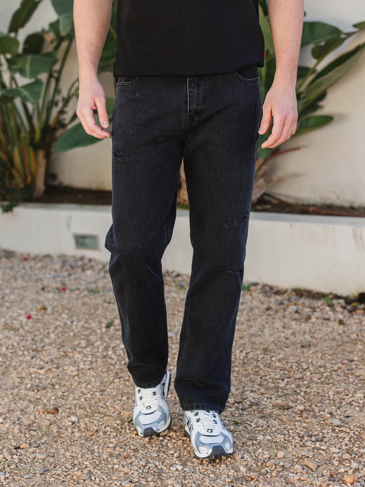 Black Washed Damaged Jeans