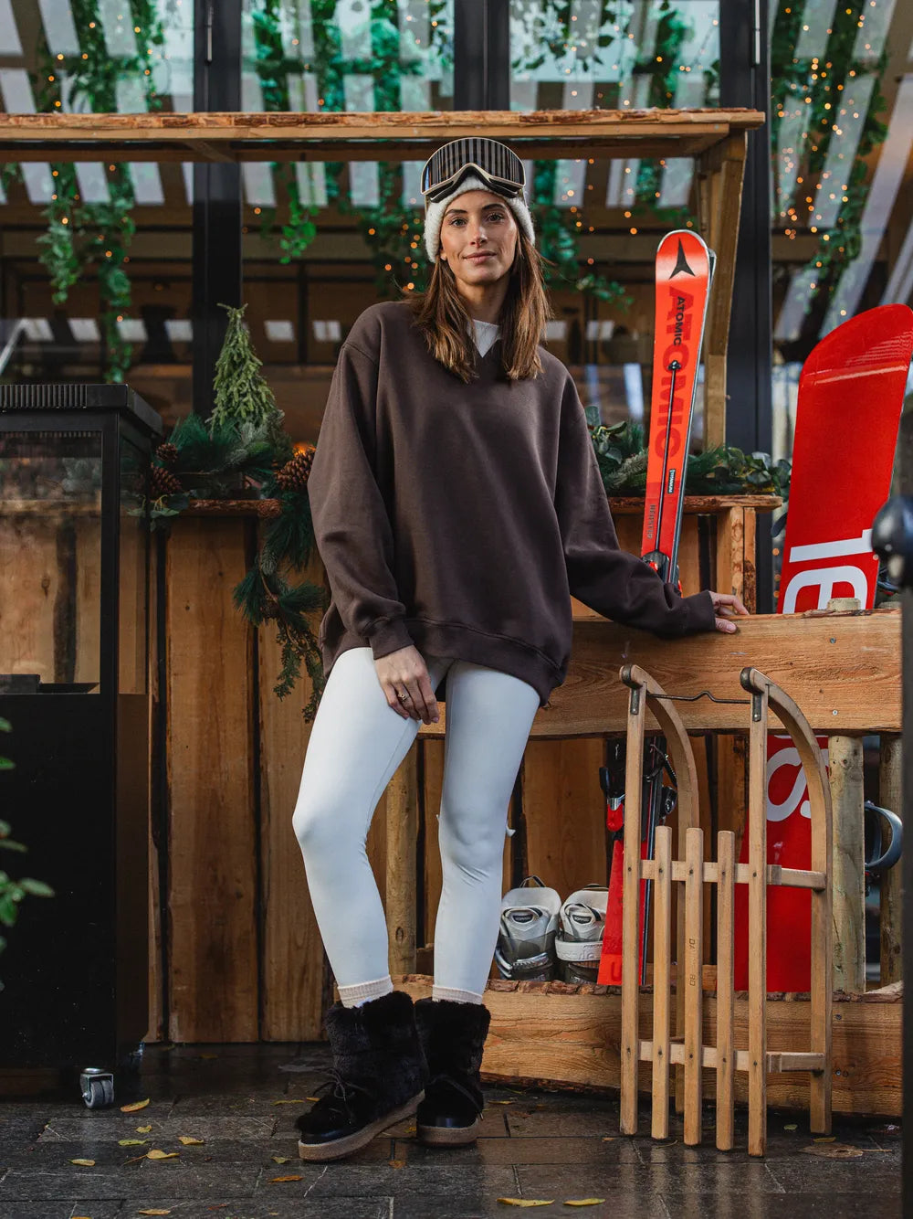 Brown Ski Coach Oversized Sweater