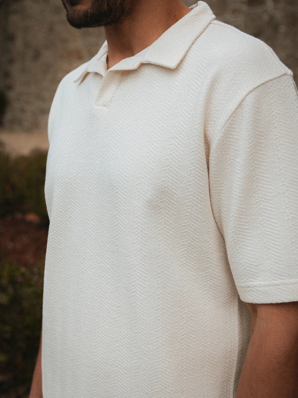 Beige Structure Summer V-Polo