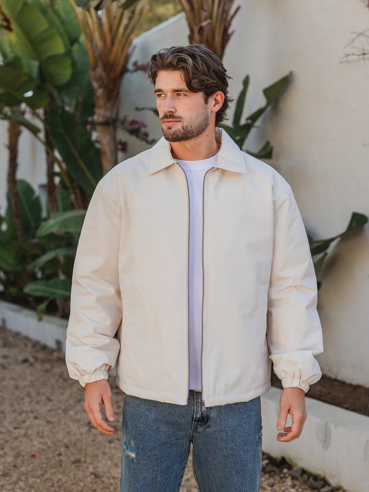 Creme Padded Coach Zip Jacket