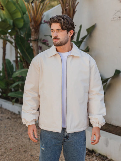 Creme Padded Coach Zip Jacket