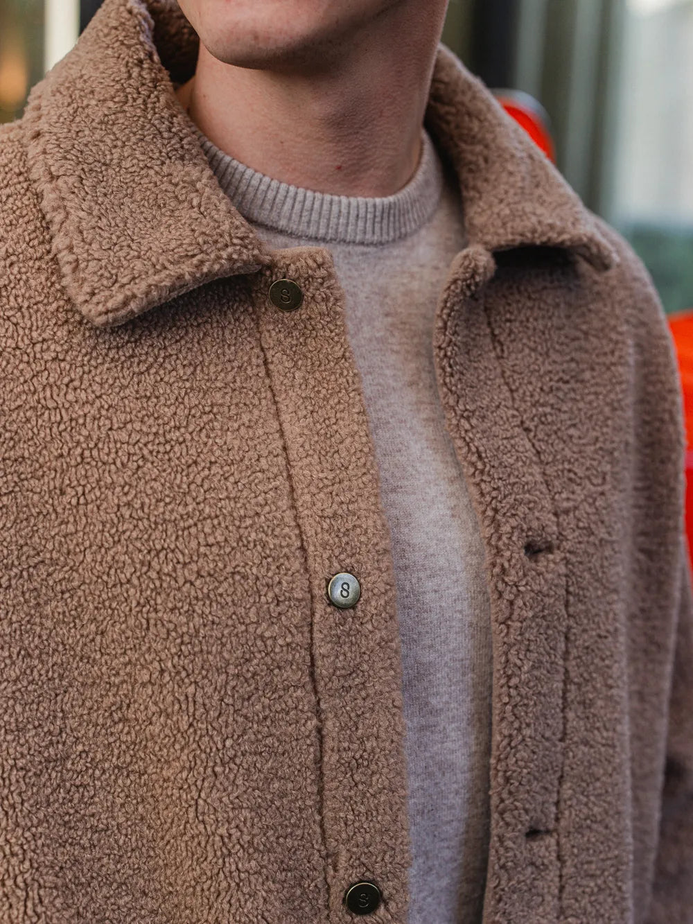 Brown Oversized Teddy Jacket