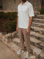 Beige Structure Summer V-Polo