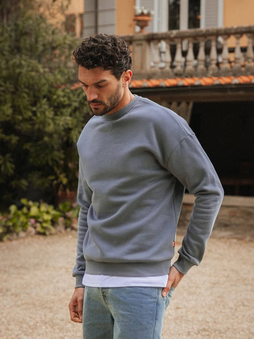 Blue Oversized Basic Sweater