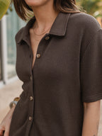 Dark Brown Knit Polo