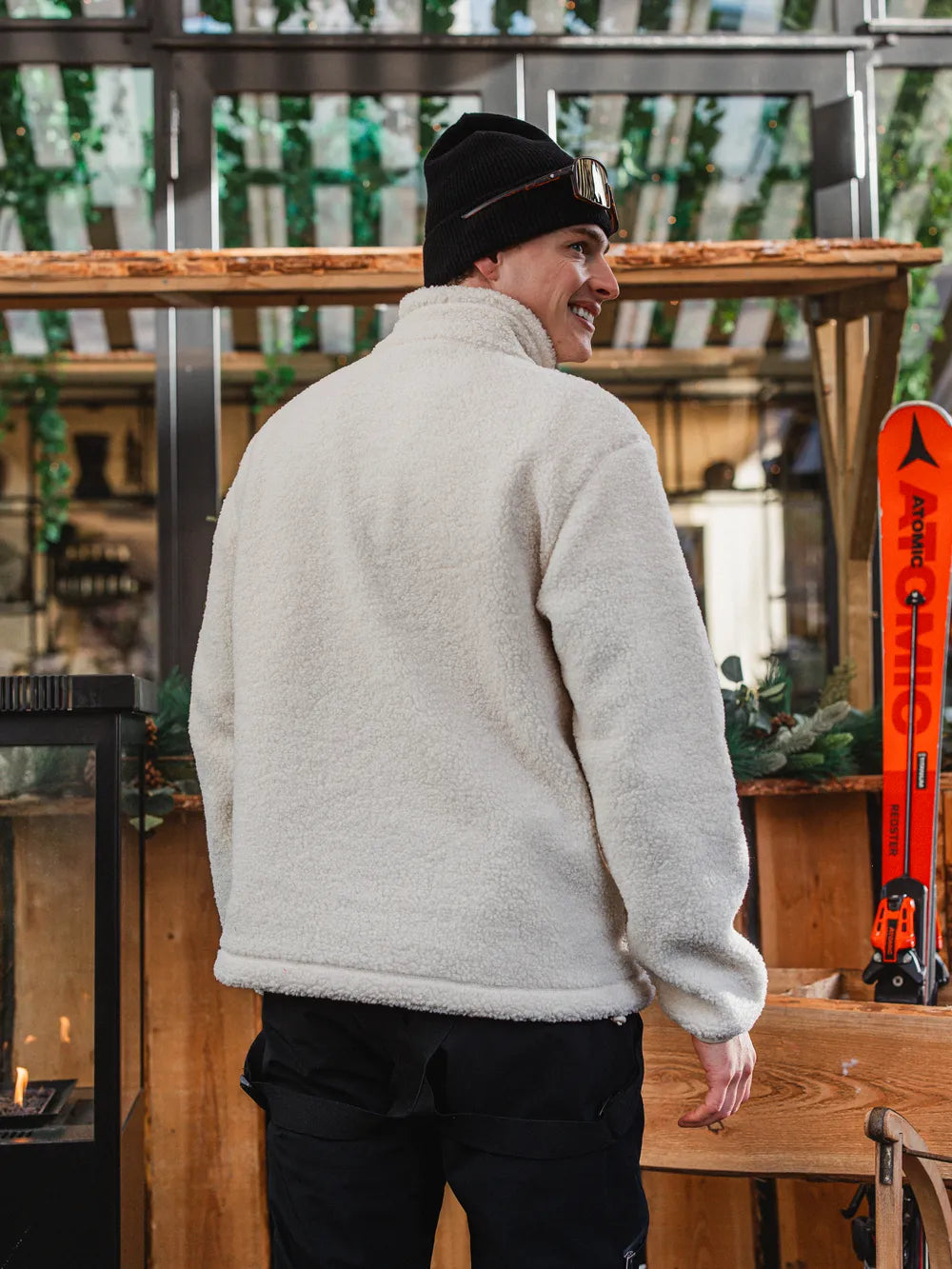 White Teddy Half Zip Sweater