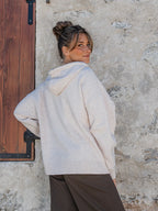 Creme Knit Oversized Hoodie