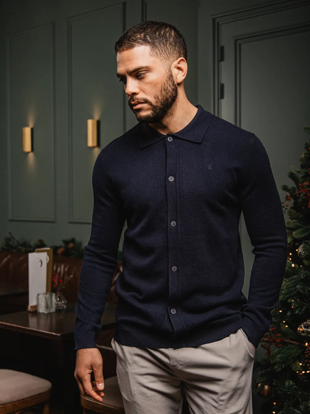 Navy Wool Cardigan