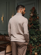 Beige Wollrollkragenpullover