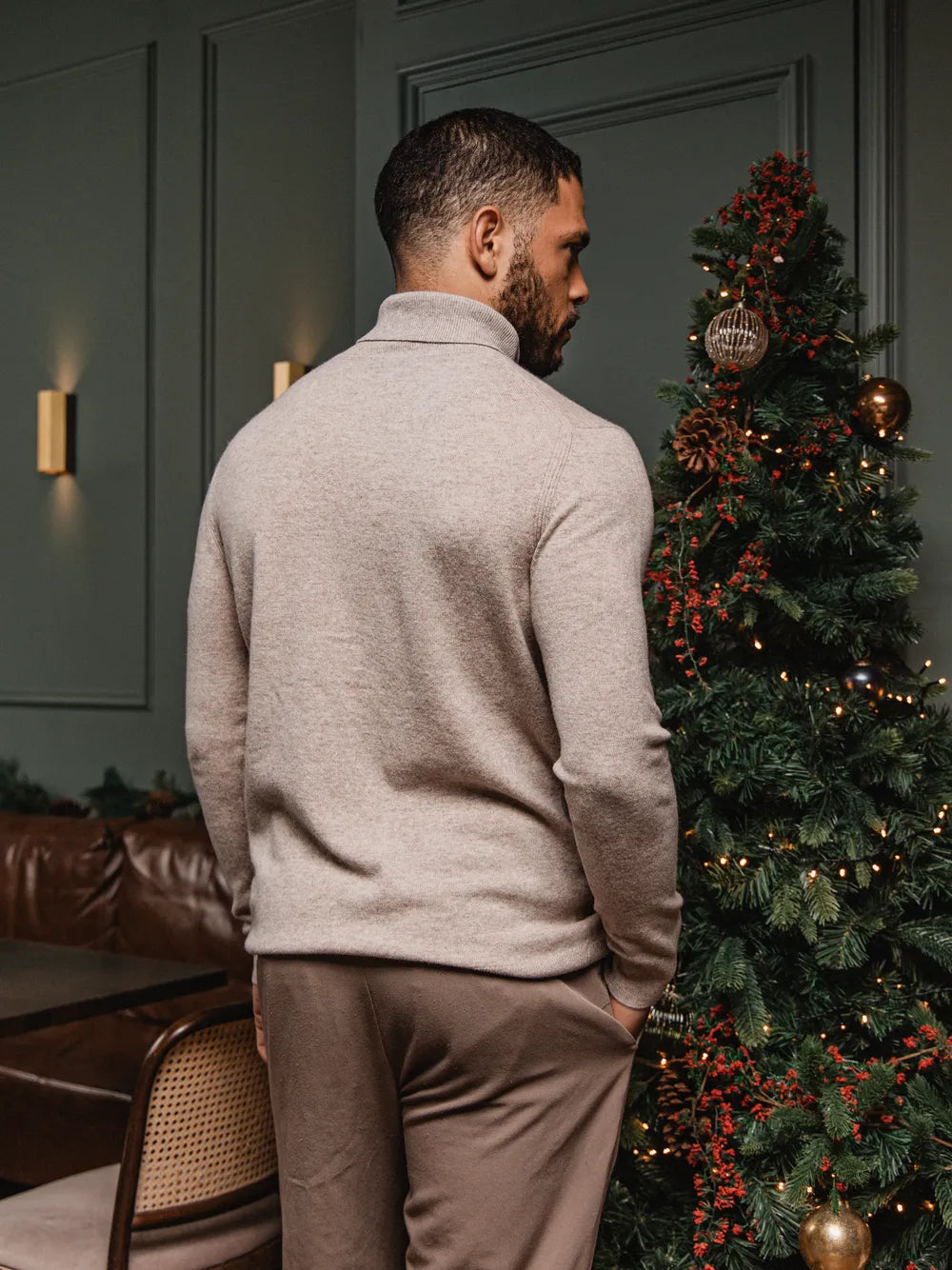 Beige Wool Turtleneck