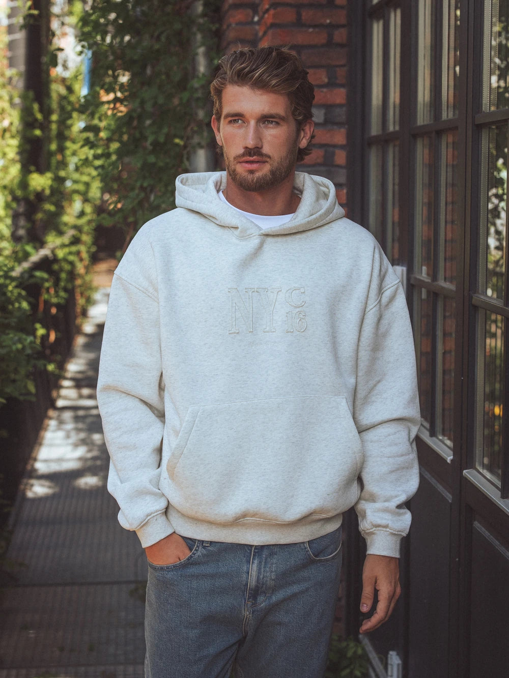 Light Grey NY Boxy Hoodie