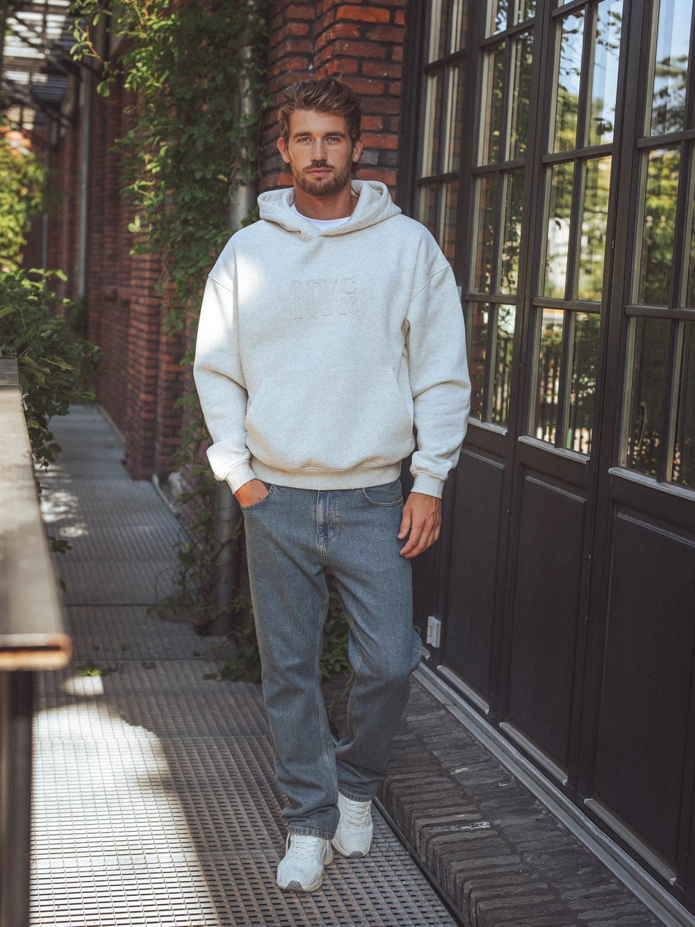 Light Grey NY Boxy Hoodie