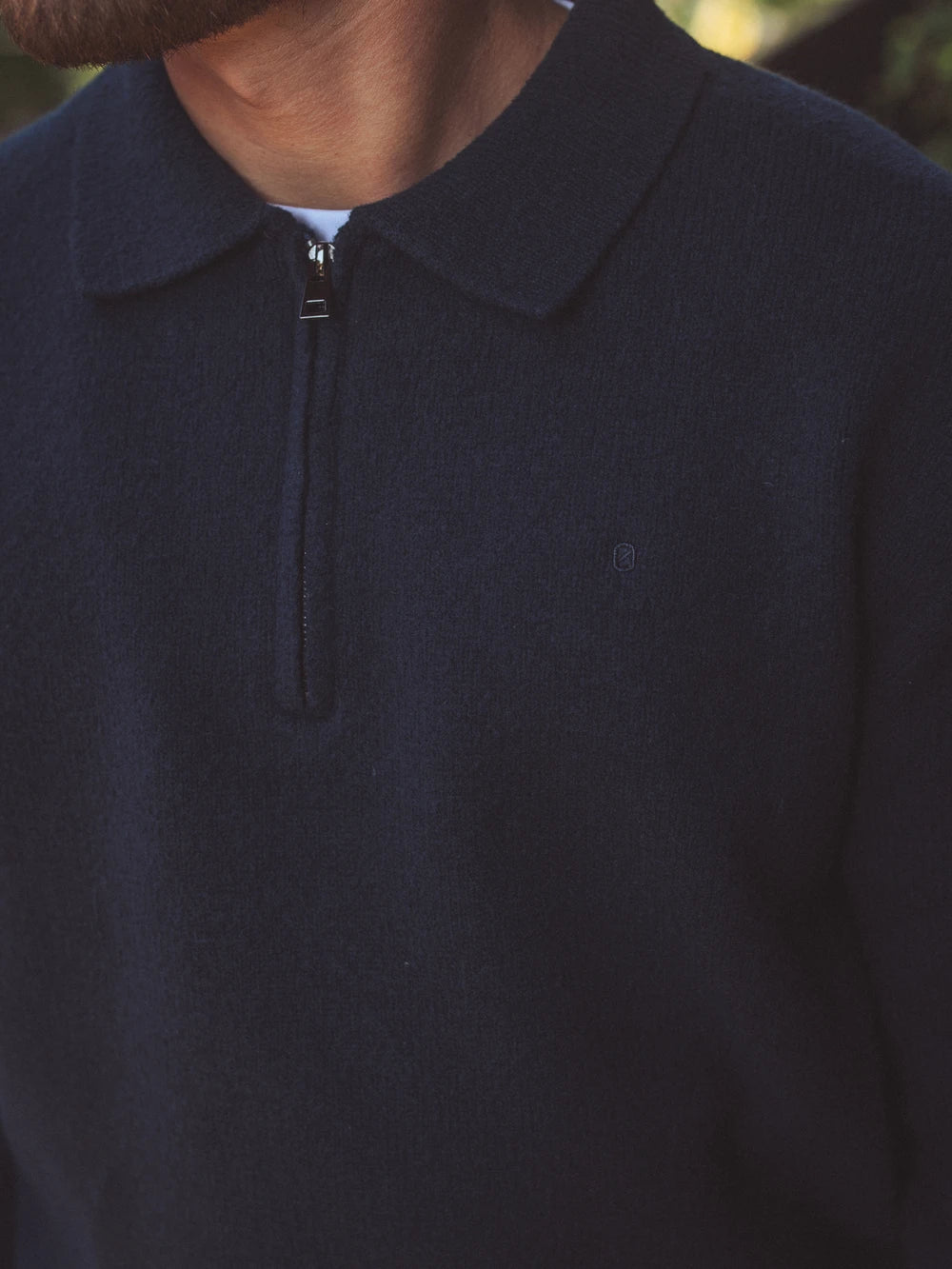 Navy Zipper Knit Sweater