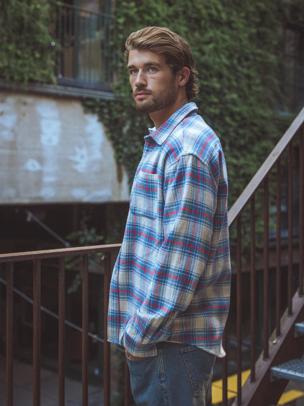 Blue Flannel Checked Shirt