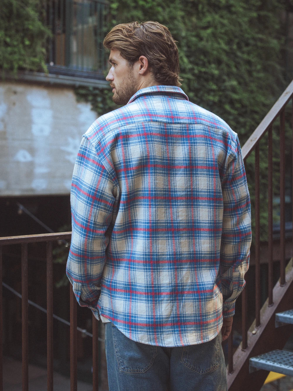 Navy Flannel Checked Shirt