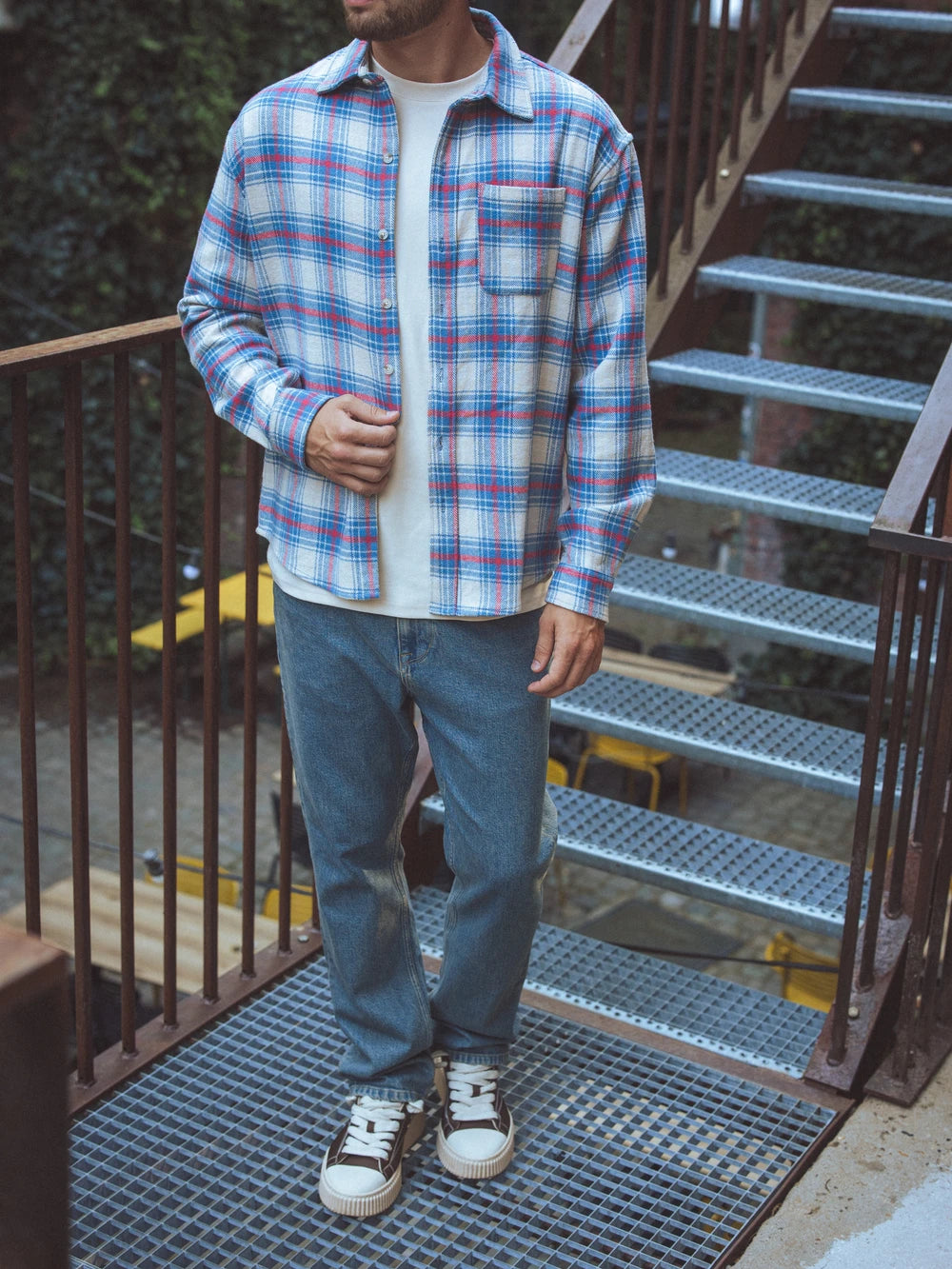 Navy Flannel Checked Shirt