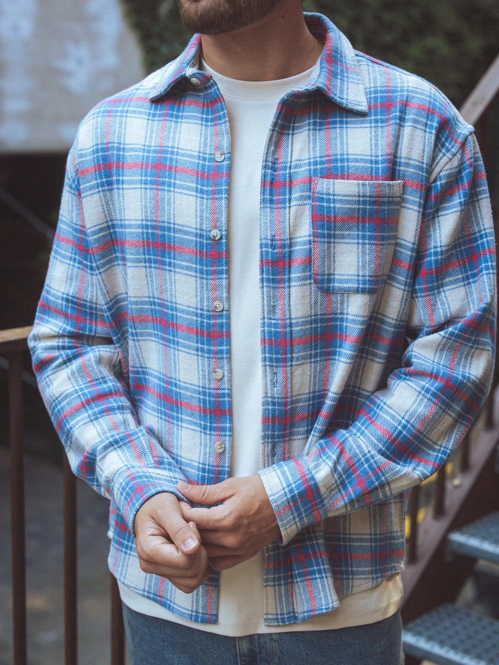Navy Flannel Checked Shirt