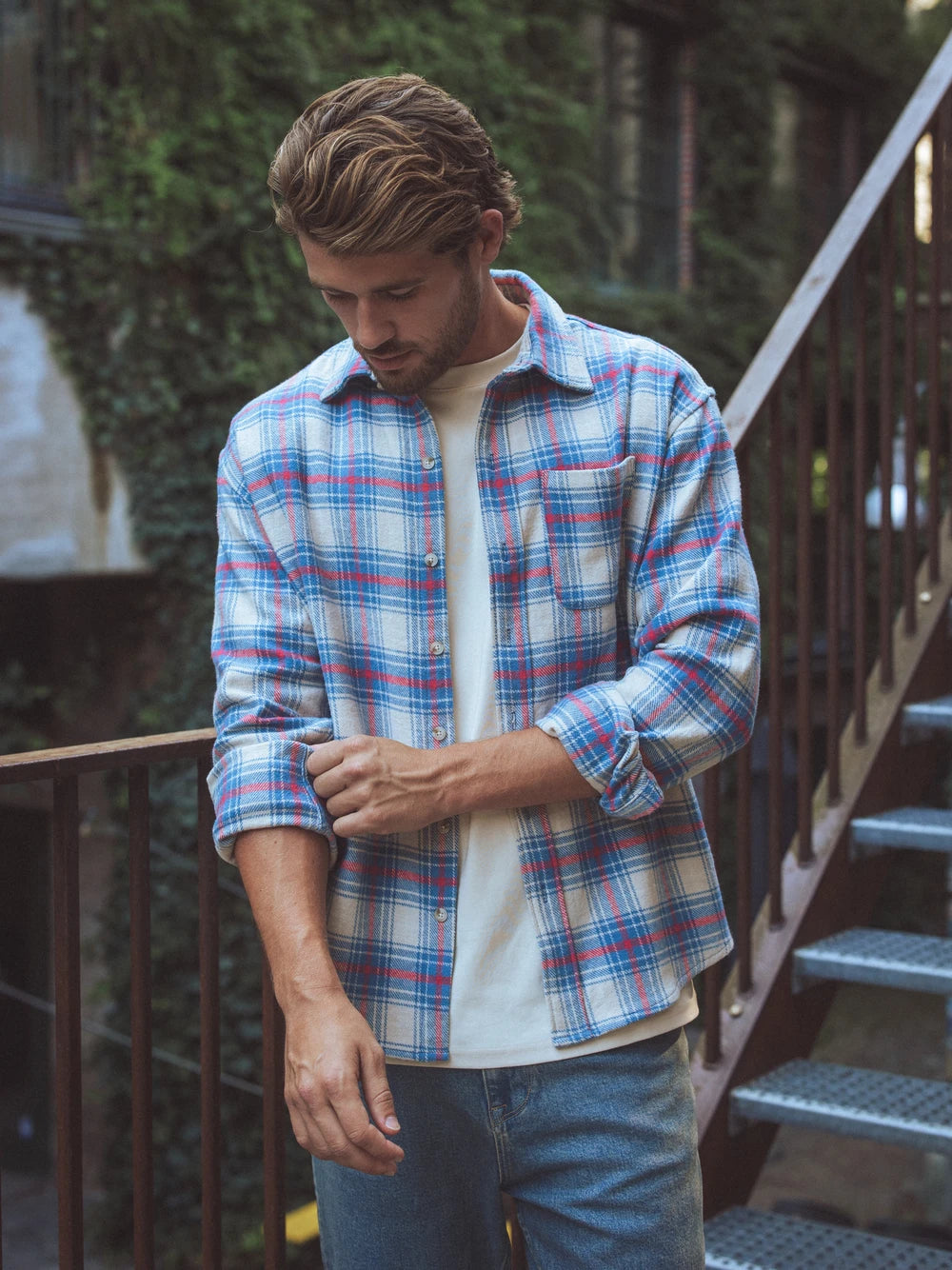 Navy Flannel Checked Shirt