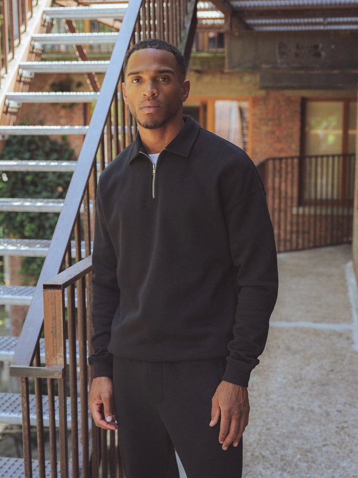 Black Oversized Zipper Sweater