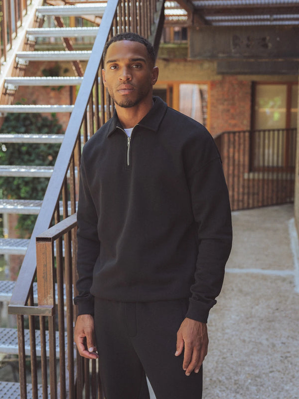Black Oversized Zipper Sweater