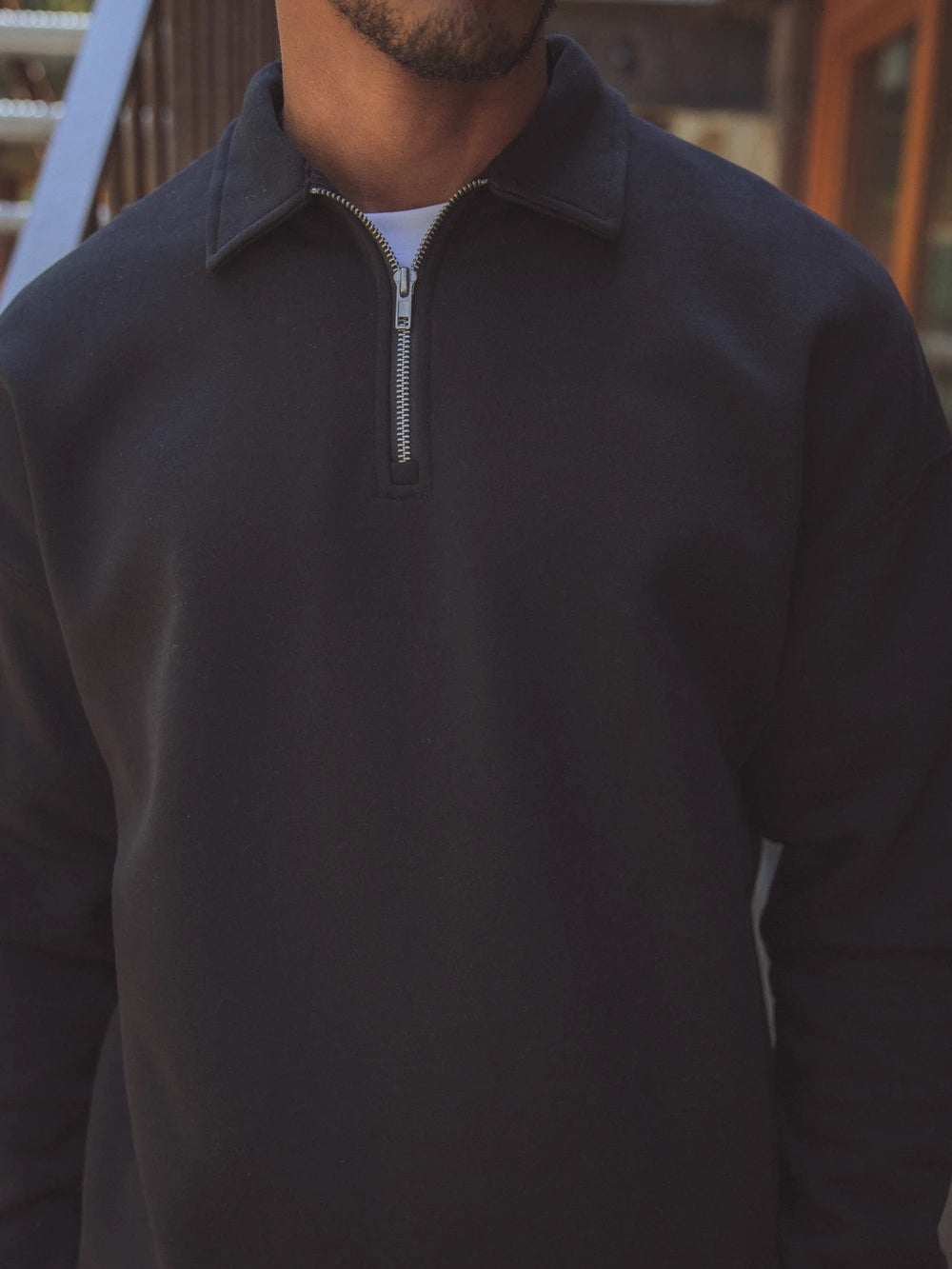 Black Oversized Zipper Sweater