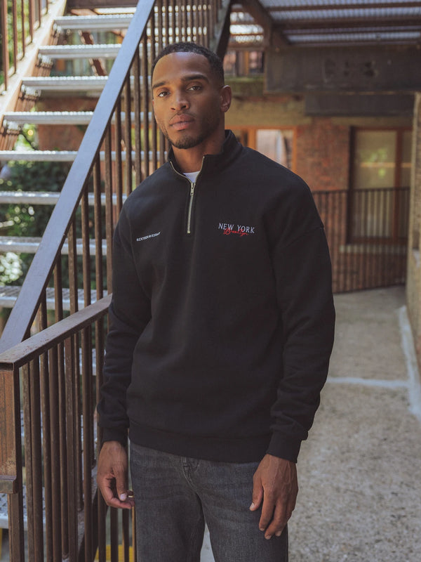 Black Brooklyn Halfzip Sweater