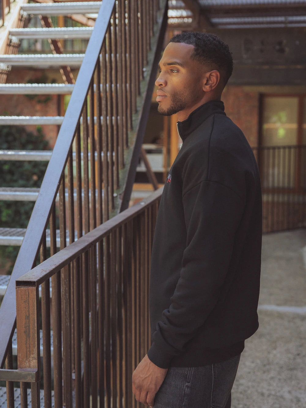 Schwarzer Brooklyn Halfzip-Pullover