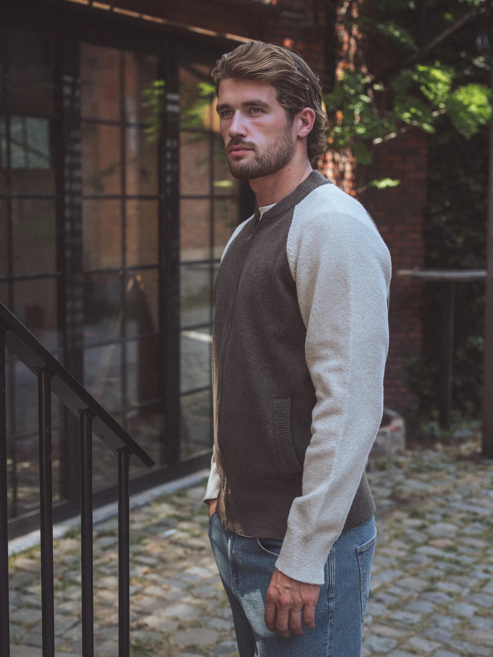 Brown Knitted Raglan Vest
