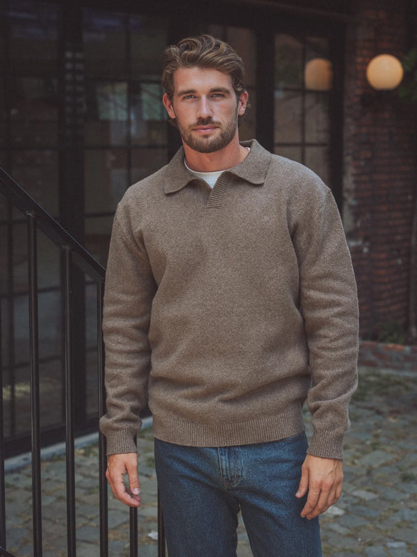 Brown V-Neck Knit Sweater