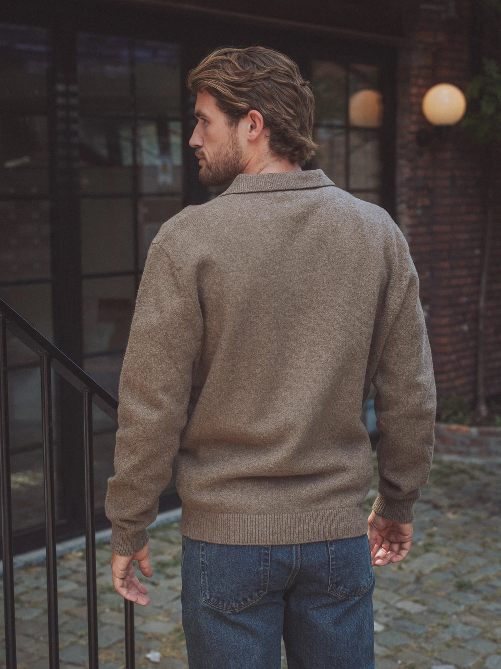 Brown V-Neck Knit Sweater