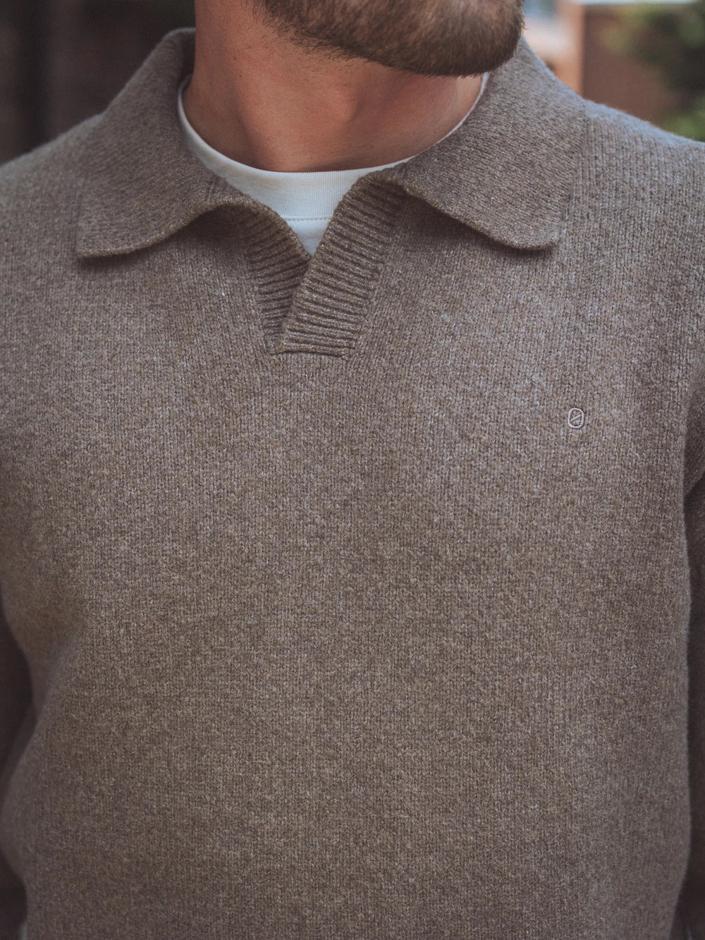 Brown V-Neck Knit Sweater