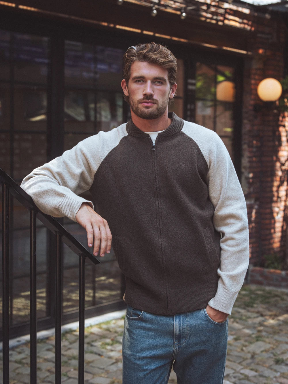 Brown Knitted Raglan Vest