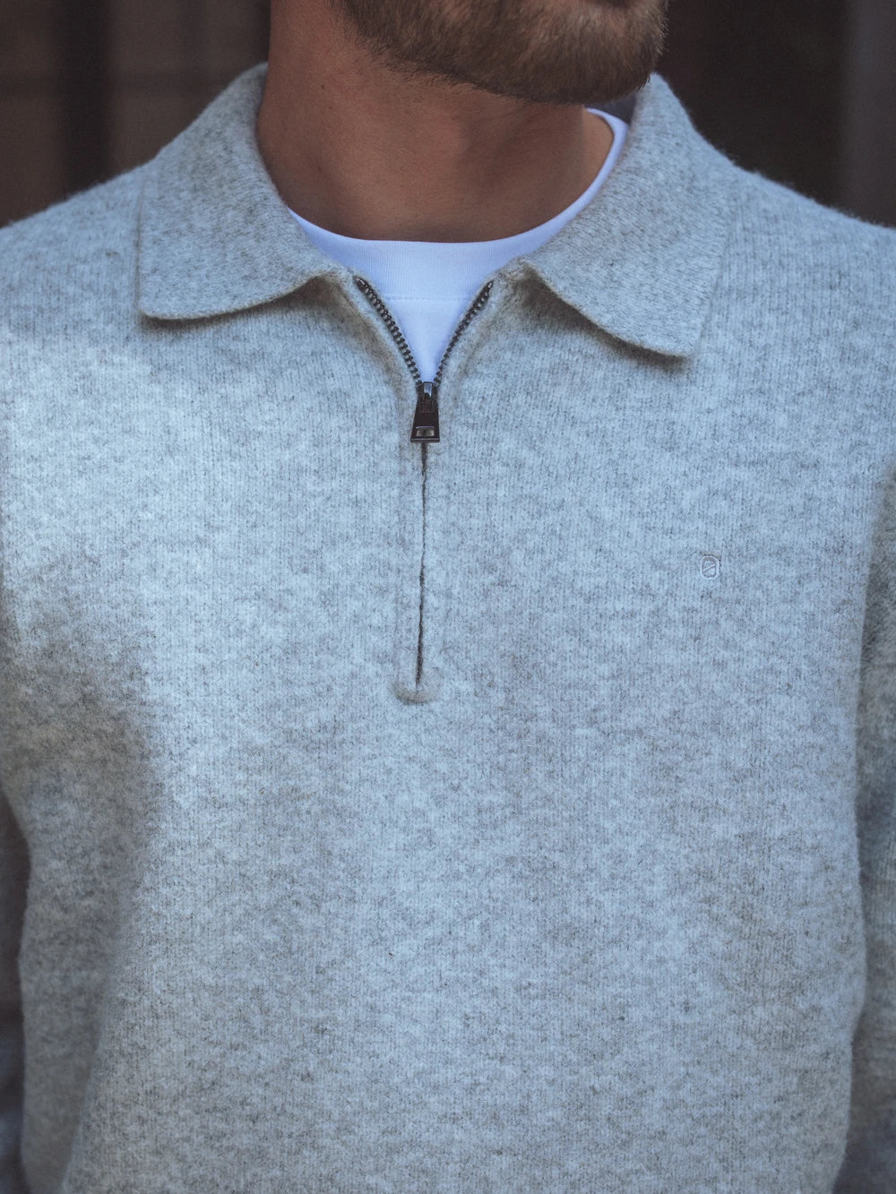 Grey Zipper Knit Sweater