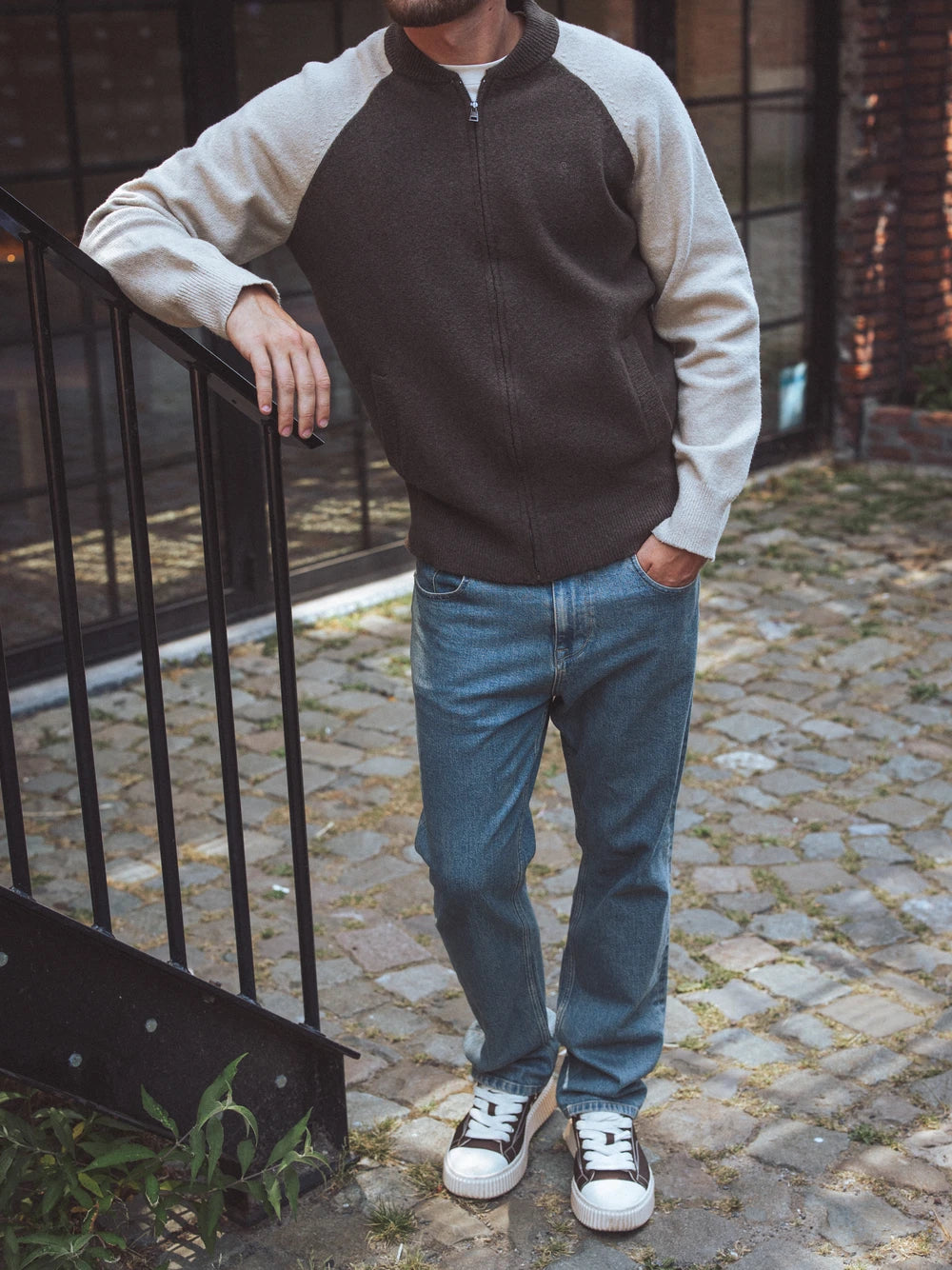 Brown Knitted Raglan Vest