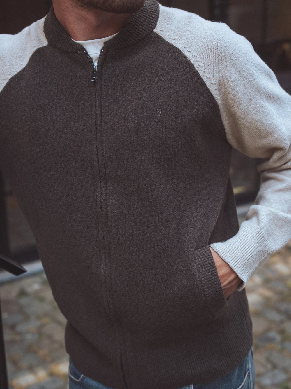 Brown Knitted Raglan Vest