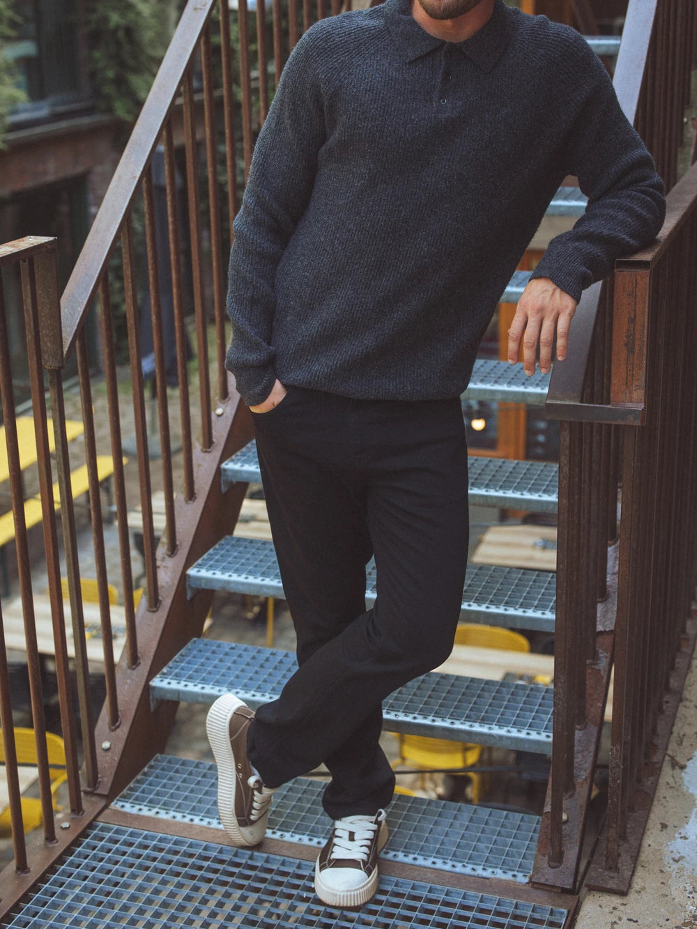 Dark Grey Knitted Rib Sweater