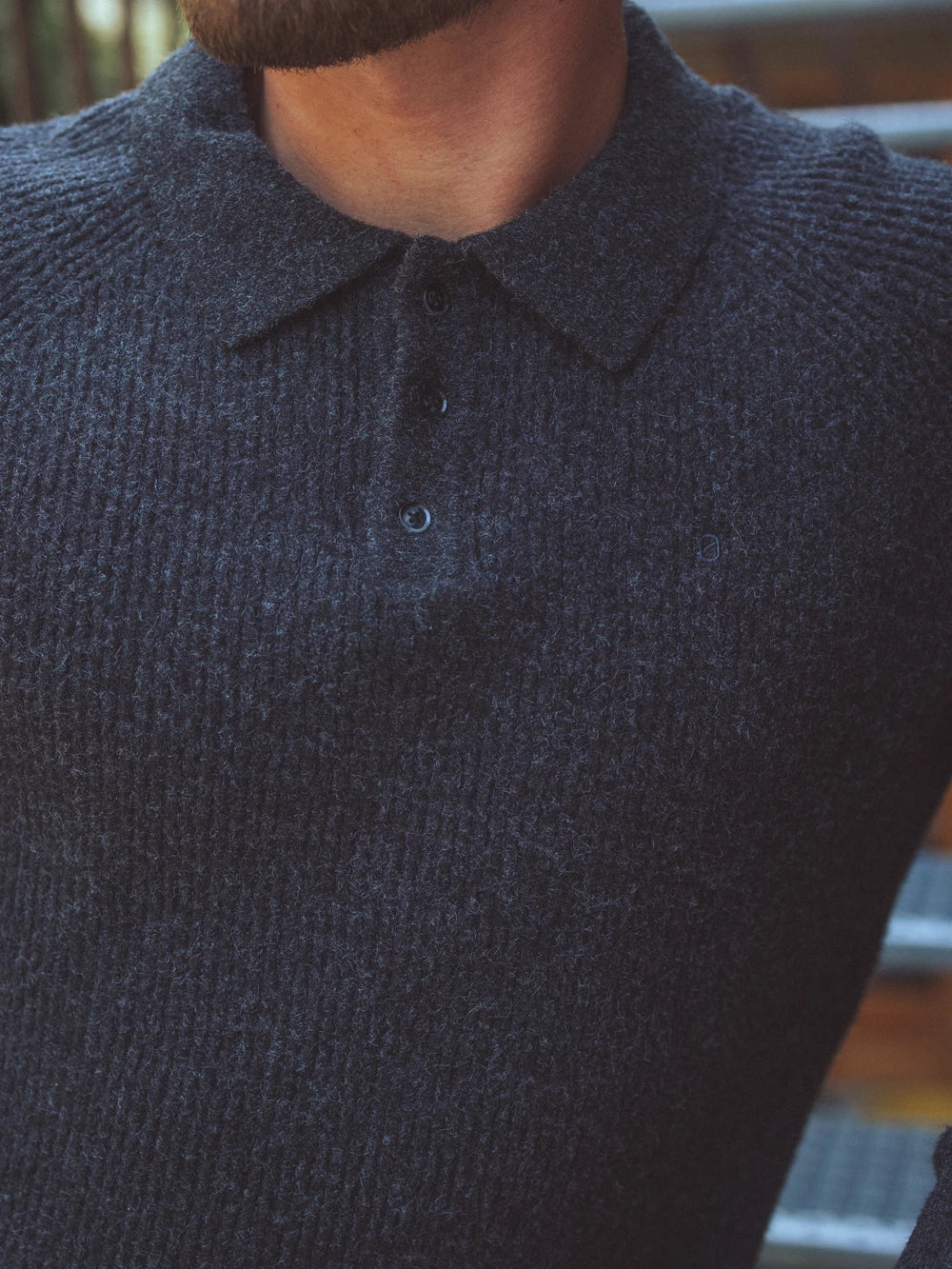 Dark Grey Knitted Rib Sweater