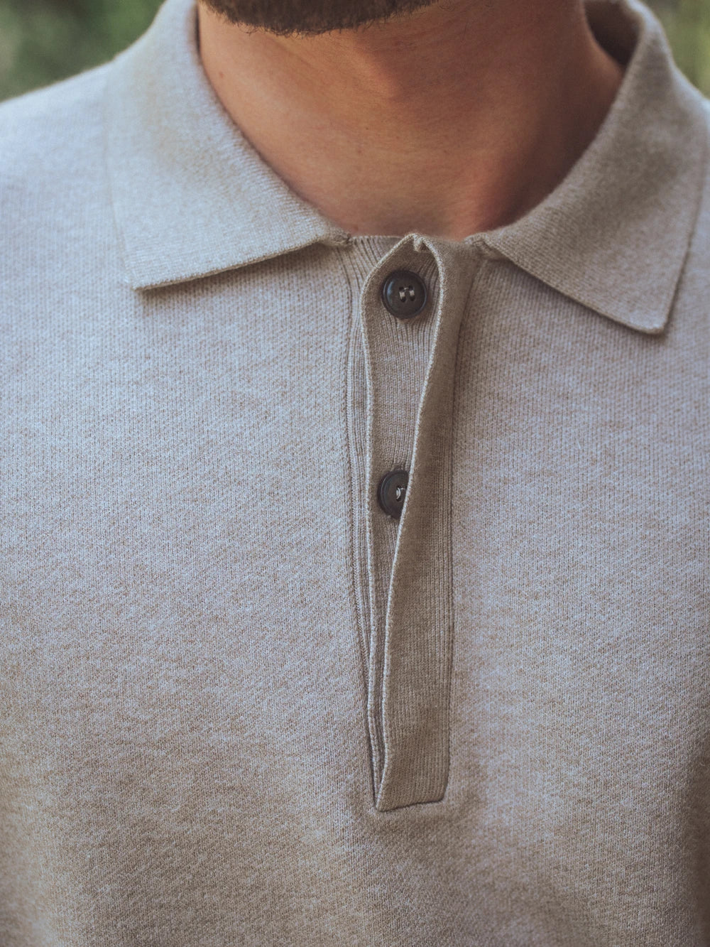 Creme oversized Strick-Polo