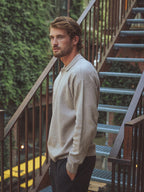 Creme oversized Strick-Polo