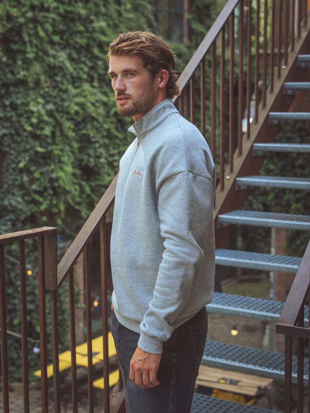 Grey Brooklyn Halfzip Sweater