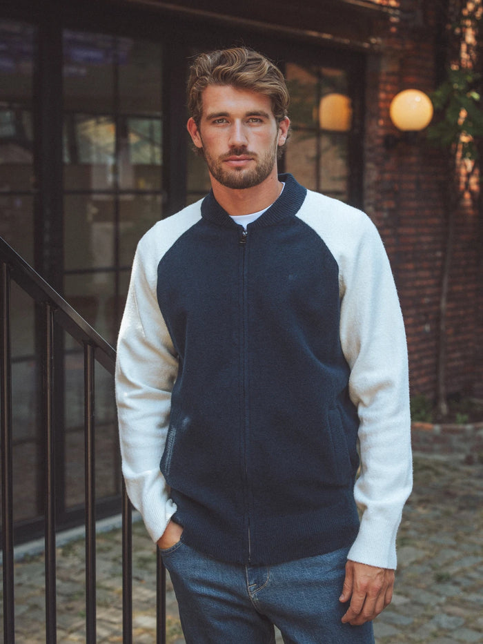 Navy Knitted Raglan Vest