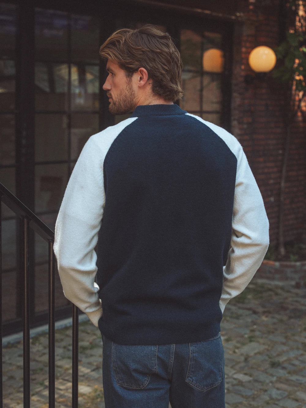 Navy Knitted Raglan Vest