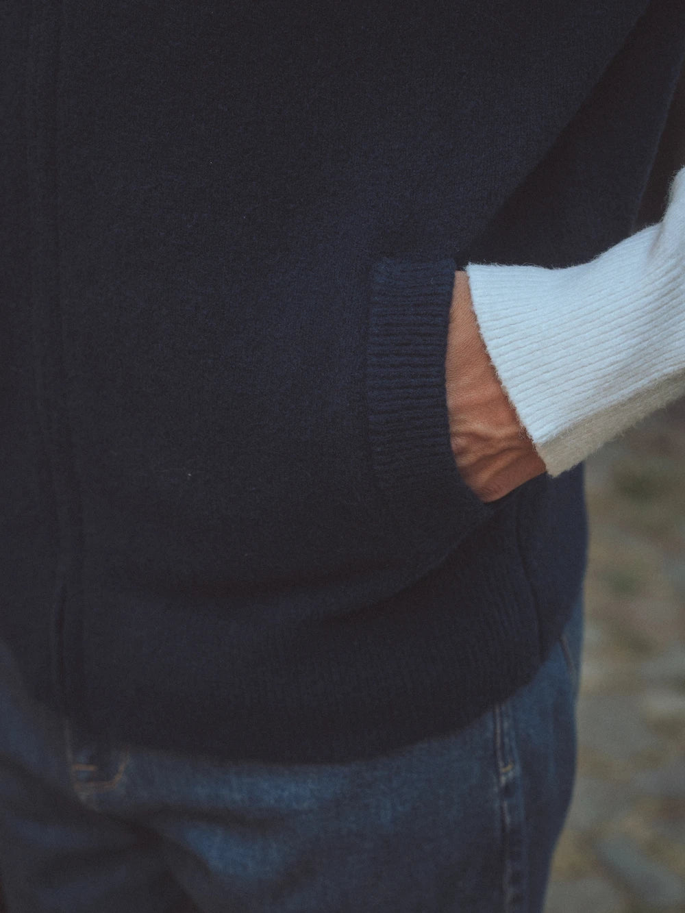 Navy Knitted Raglan Vest