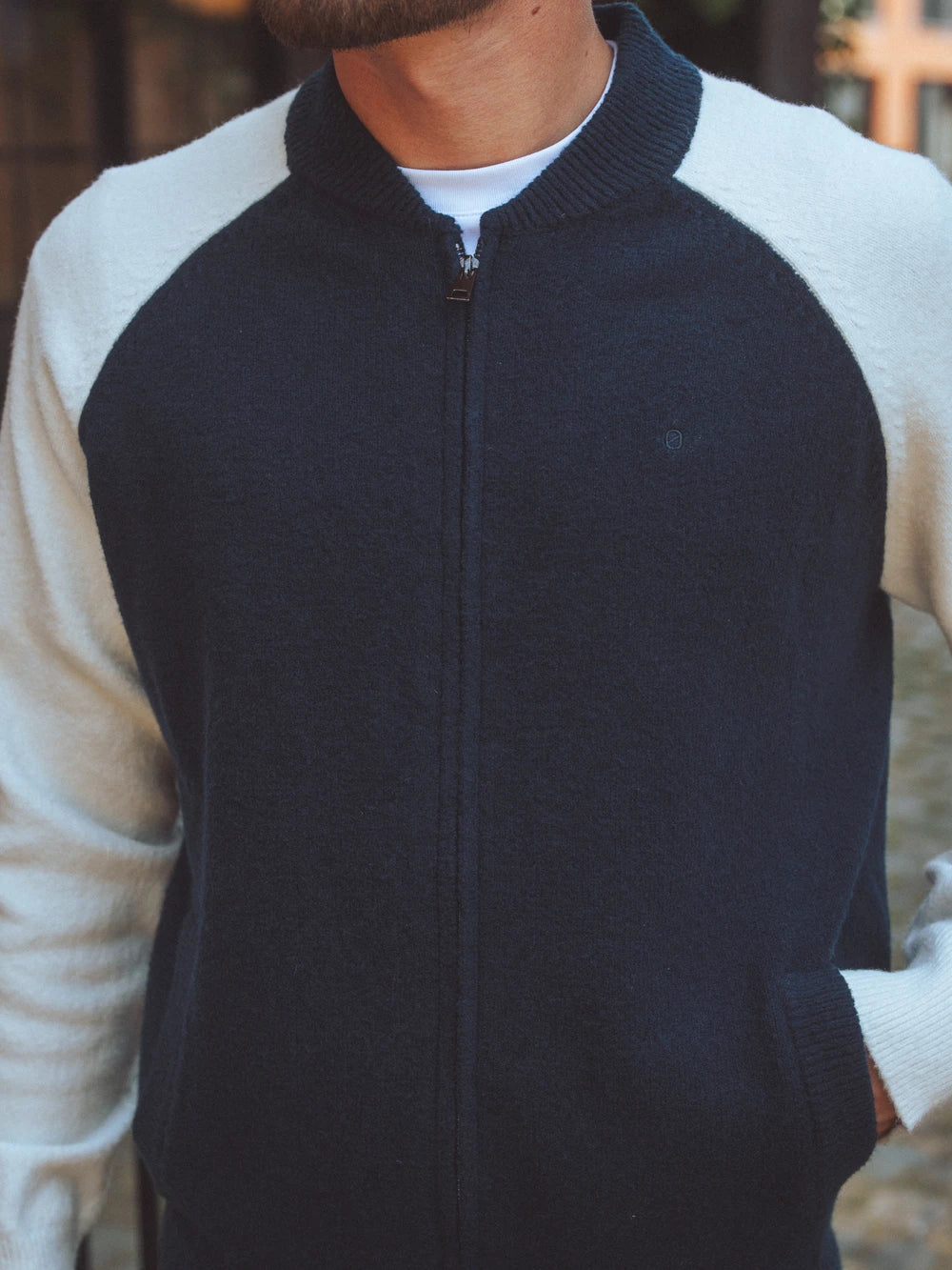 Navy Knitted Raglan Vest