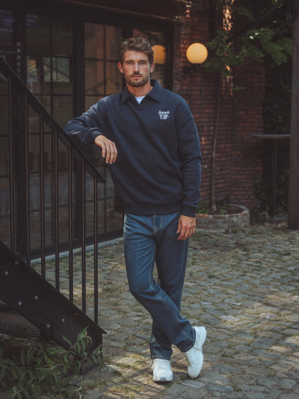 Navy Oversized V-neck Sweater