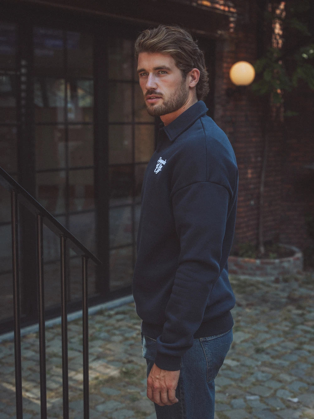 Navy Oversized V-neck Sweater