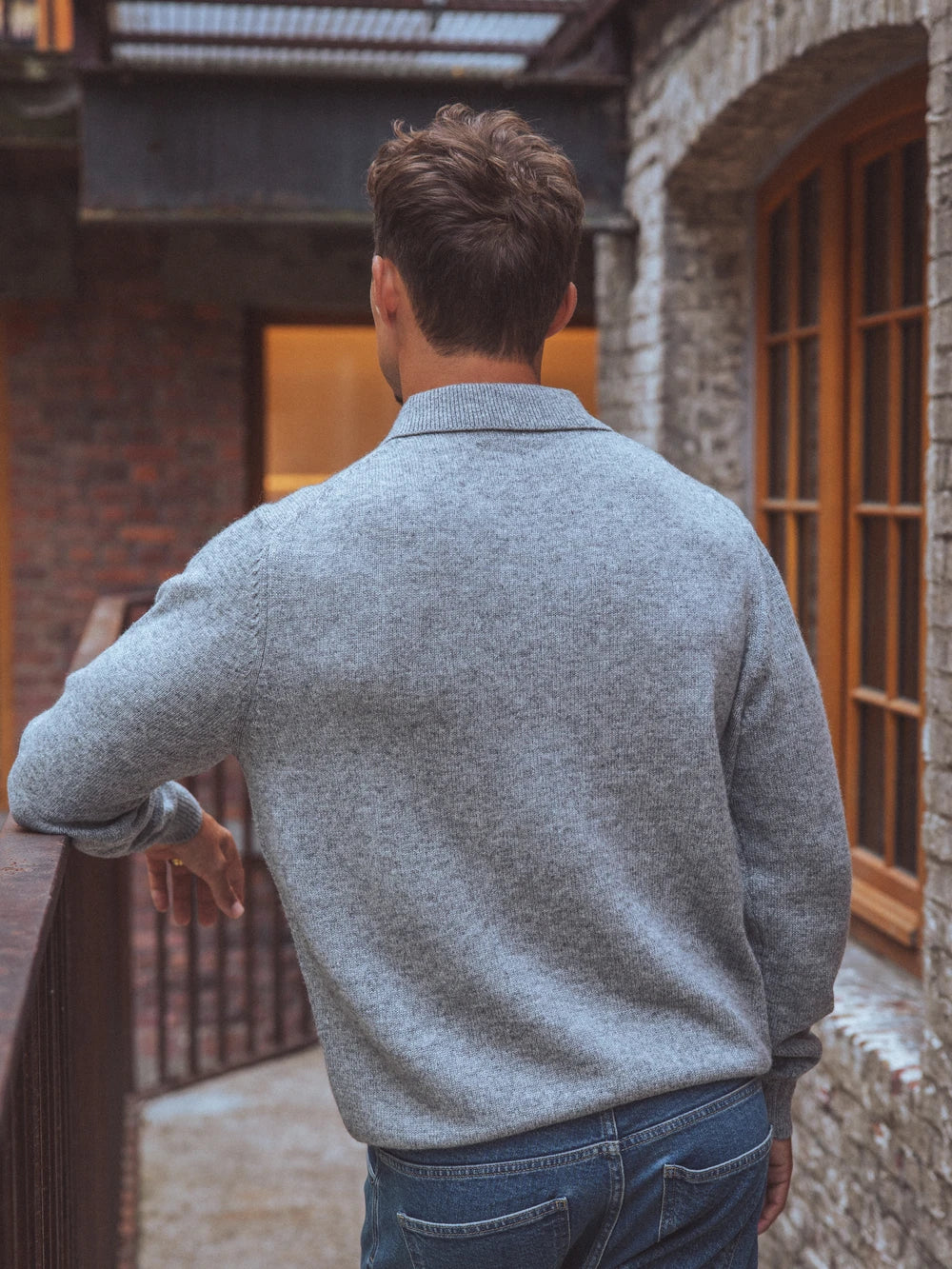 Grey Fine Knitted Half Zip