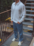 Grey Polo Zipper Longsleeve